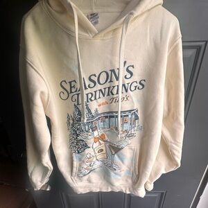 Hanes Cream "Season's Drinkings" Graphic Pullover Hoodie